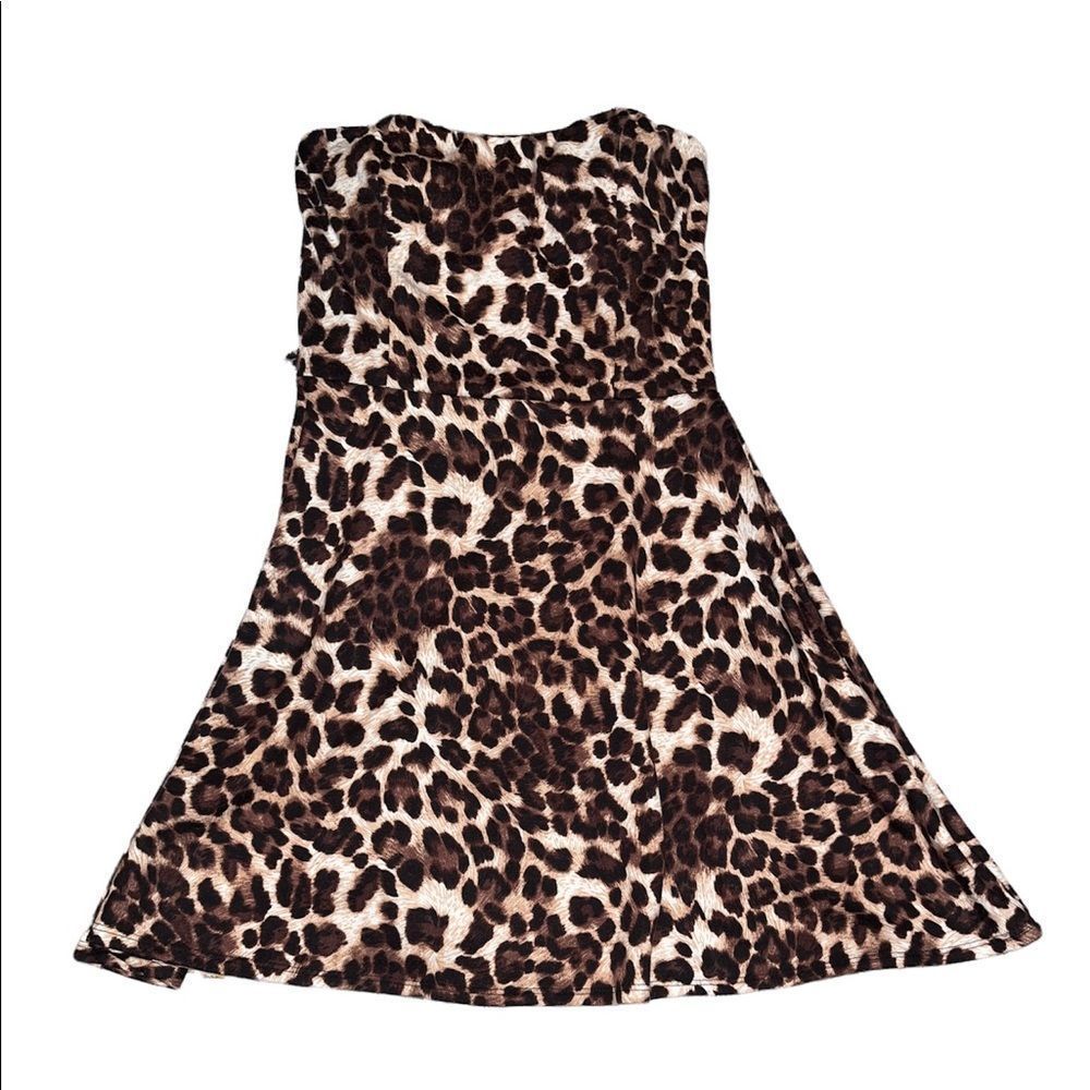 𝅺LOVE j tube top leopard dress with belt loops and flare skirt